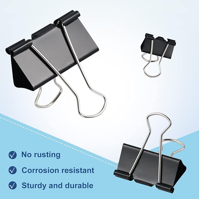 208 PCS Binder Clips Paper Clamps Assorted Sizes, Metal Paper Binder Clip - Image 2