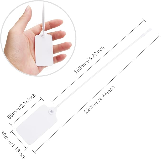 100 White Blank Plastic Tags for Labeling Waterproof Hanging Labels Writable - Image 3