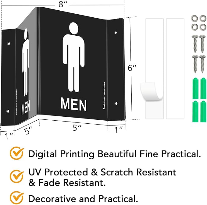 Faittoo Restroom Sign, Bathroom Signs, 6 x 8 Inches Acrylic Sign, - Image 2
