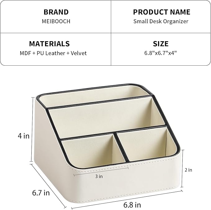 MEIBOOCH Remote Control Holder, PU Leather Small Desk Organizer - Image 5