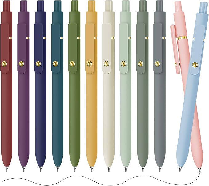 UIXJODO Gel Pens, 12 Pack Gold Retro and Gold Morandi 0.5mm Black Ink Pens Fine by UIXJODO