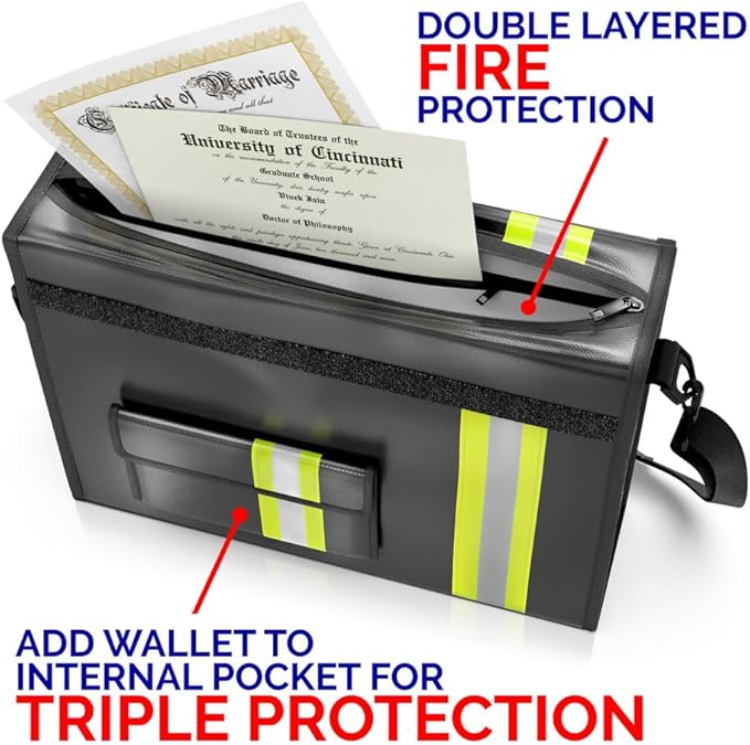 Upgraded Fireproof & Waterproof Document Bag – Lockable 17”x 12”x 5” - Image 3
