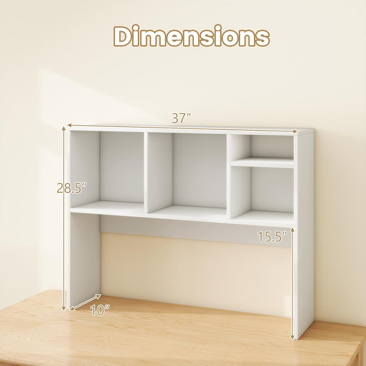 GIANTEX Desktop Bookshelf, Countertop Storage Hutch with 4 Shelves for Comput...