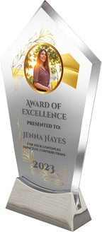 9 1/4" Personalized Award Glass Plaque, Personalized as Awards and Trophies, Glass Awards Plaques as Retirement and Employee of the Month Plaque, Appreciation and Leadership Gifts Designs (Design 6)