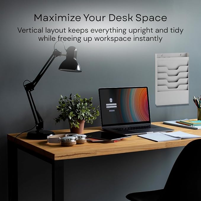 MAXXBUILD 4 Tier Wall Mounted File Organizer, Metal Task Rack - Image 5