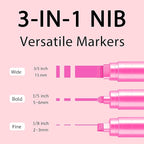 BIGTHUMB 3 Pcs Pink Jumbo Permanent Markers: 15mm Wide Tip Thick Acrylic Paint - Image 2