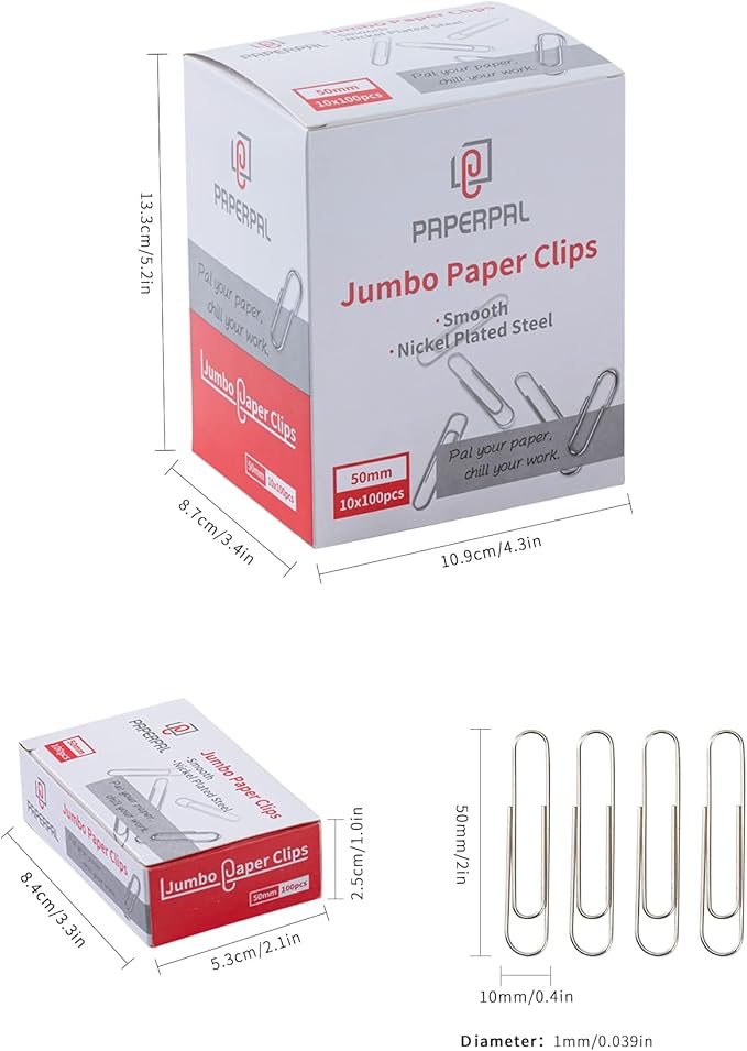 PAPERPAL Paperclips for Office School & Personal Use, Jumbo Smooth Paper Clip - Image 2
