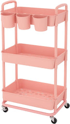 JIUYOTREE 3-Tier Plastic Rolling Storage Cart Utility Cart - Image 8
