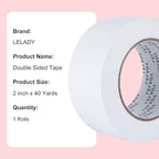 LELADY Double Sided Tape 2 Inch x 40 Yards- 1 Roll Double-Sided Adhesive Sticky - Image 5