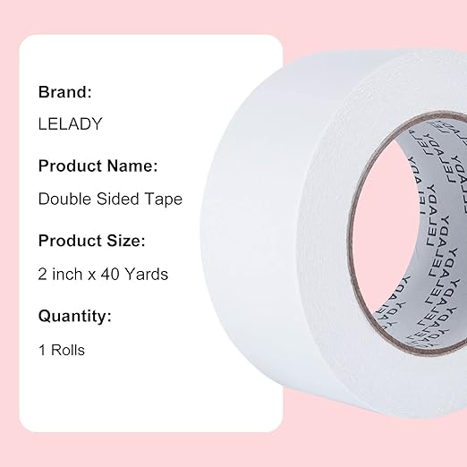 LELADY Double Sided Tape 2 Inch x 40 Yards- 1 Roll Double-Sided Adhesive Sticky - Image 5