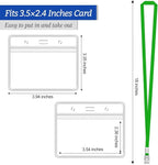100 Pcs Clear Horizontal Badge ID Card and 100 Pcs Lanyard, Reusable Lanyards - Image 2