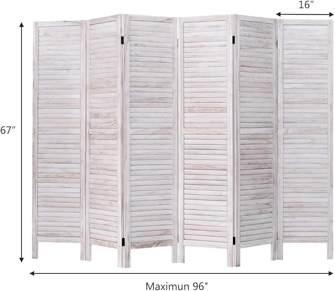 Giantex 6 Panel Wood Room Divider, 5.6 Ft Tall Oriental Folding Freestanding - Image 6