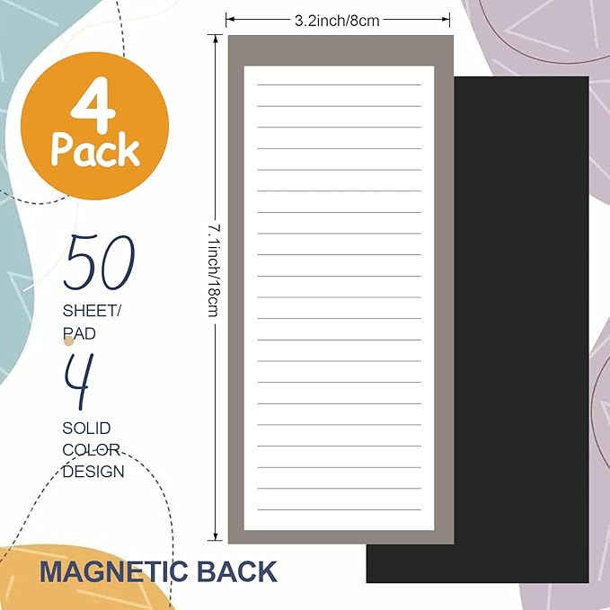 Utron 4 Pack Magnetic Notepads for Refrigerator, 50 Pages/Book Grocery List - Image 2
