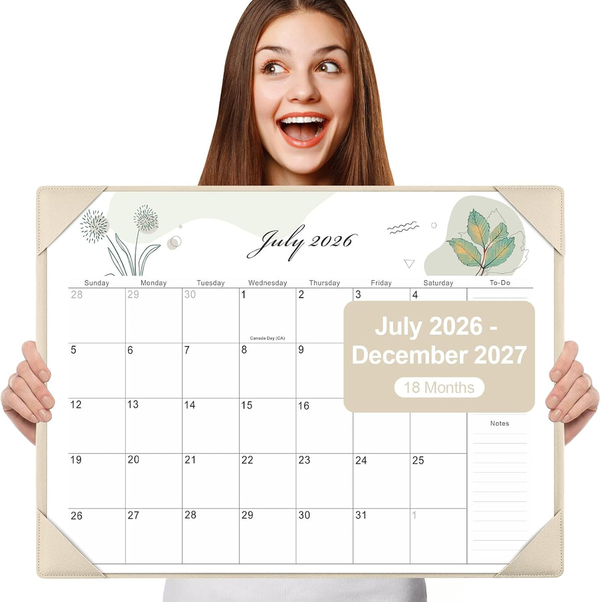 Desk Calendar 2026-2027 with Desktop Mat,22x17'' Large Desktop Pad Ca...