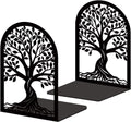 Tree of Life Book Shelf Decorative Bookends for Shelves, Book Ends for Heavy Books, Black Trees Metal Bookends for Desk Organizer, Office Library Decor Decorative Books for Home Decor