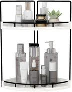 Dorhors 2-Tier Rustic White Corner Bathroom Shelf by Dorhors
