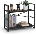 CAPHAUS 2 Tier Small Bookshelf, 24 Inch Width Free Standing Shelf, Bookcase
