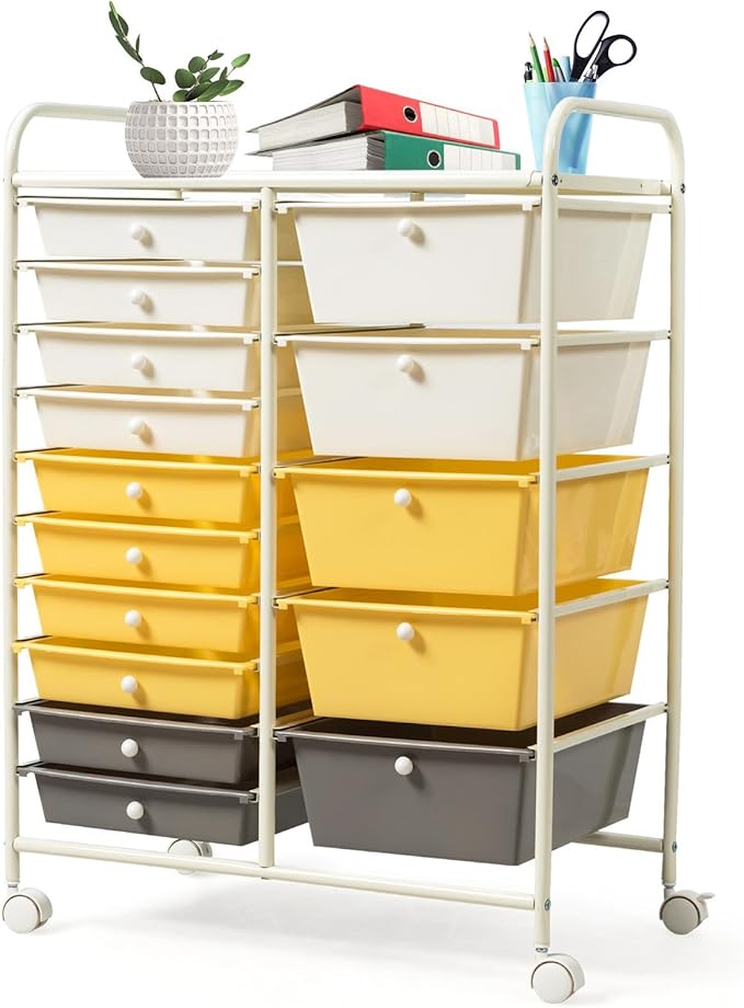 GLACER 15 Drawers Rolling Cart, Storage Cart by GLACERGrowupinhappiness