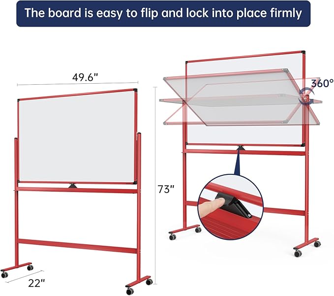 Large Dry-Erase Rolling Magnetic Whiteboard - Image 2