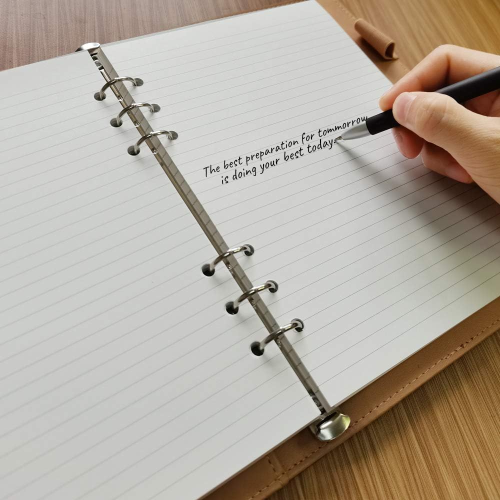 A5 Lined Paper, Refills for Filofax Planner, Organizer, Binders, 6 Hole Punched, 100 Sheets/200 Pages, 100gsm, White, 5.8 x 8.2 Inch