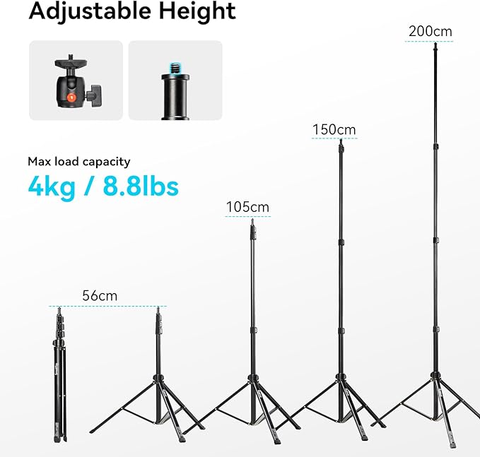 SMALLRIG RA-S200 Light Stand for Photography, 78.7" / 6.6ft / 200cm, Aluminum - Image 2