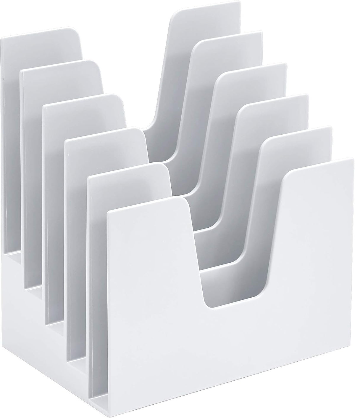 Acrimet 5 Section Incline File Sorter Organizer, Desktop Mail Holder, White