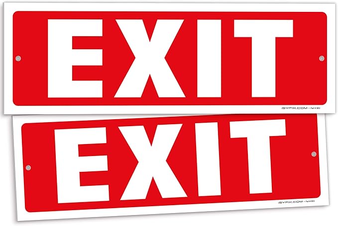 iSYFIX Exit Sign – 2 Pack 12x4 Inch – 40 mil Thick Polystyrene Plastic Sign by iSYFIXPREMIUMSIGNS