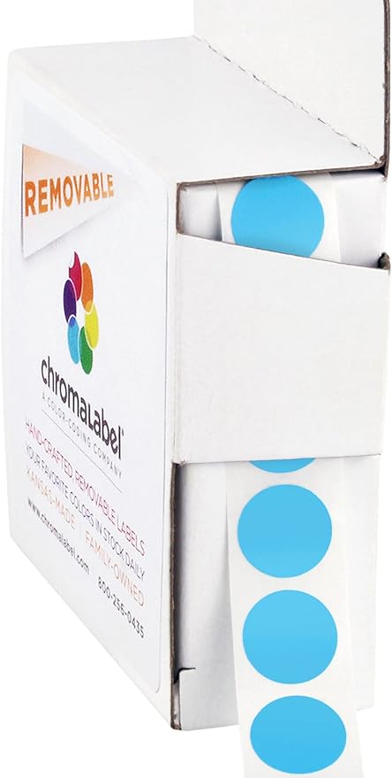 ChromaLabel 1/2 Inch Circle Sticker Labels, High Visibility Round Colored by ChromaLabel