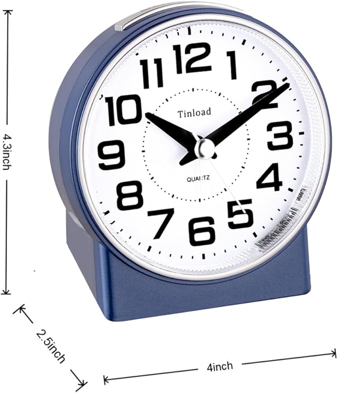 Tinload 4.3" No Ticking Analog Alarm Clock, Silent Readable - Image 3