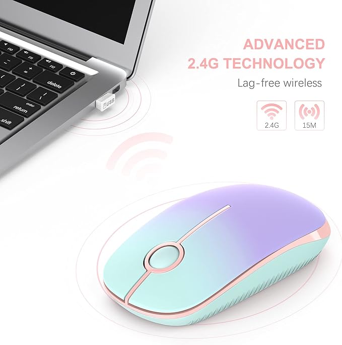VssoPlor Wireless Mouse, 2.4G Slim Portable Computer Laptop Mouse - Image 4