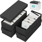 QLOUNI Business Card Storage Box 4 Pack, Business Card Holder Case by QLOUNI