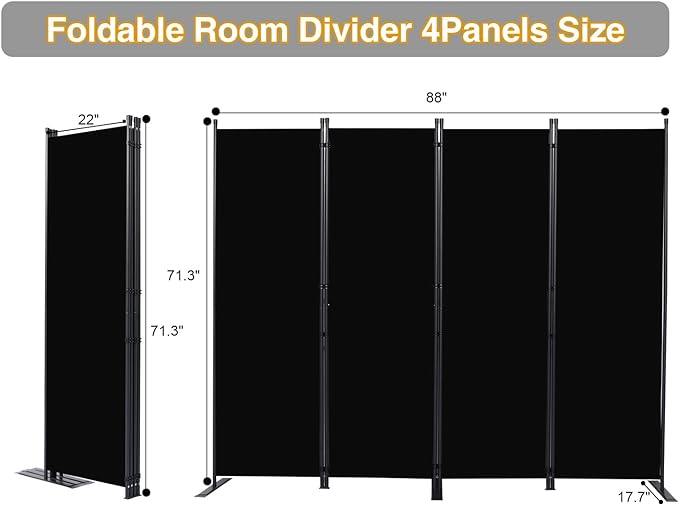 CHOSENM Room Divider, 4 Panel Folding Privacy Screens - Image 2