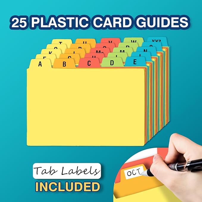 H4D 4x6 Index Card Holder with 100 Heavyweight Ruled Index Cards and 25 Plastic - Image 5