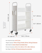 VEVOR Rolling Library Book Cart, 330 lbs Capacity, 30.3 x 15 x 48.0-Inch - Image 3