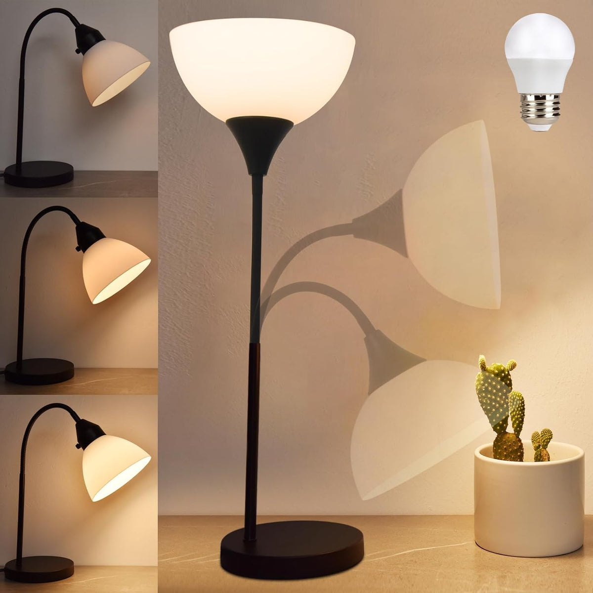 RISLG LED Desk Lamp for Home Office, 3 Levels Dimmable Reading Light, Flexibl...