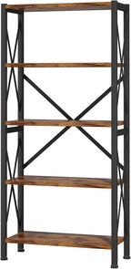 Homeiju 5-Tier Bookshelf, Wood Bookcase, Book Shelf - Image 9