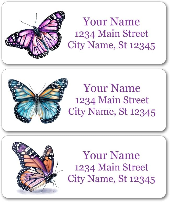 Personalized Return Address Labels - Beautiful Butterflies - 60-1000 Custom Self-Adhesive Stickers