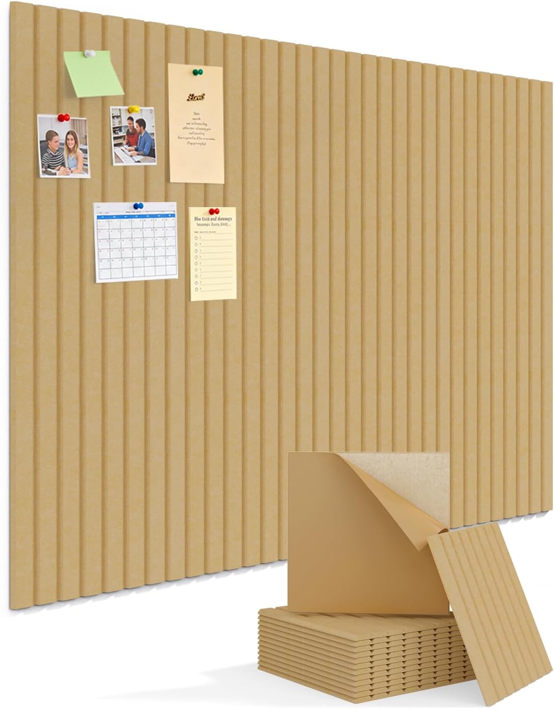 Kuchoow Large Felt Bulletin Board Cork Tiles for Wall Office Decor Brown Memo...