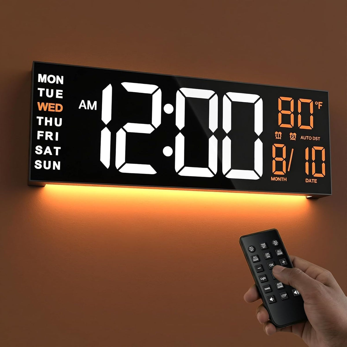 jall 16" large digital wall clock with remote, main product view