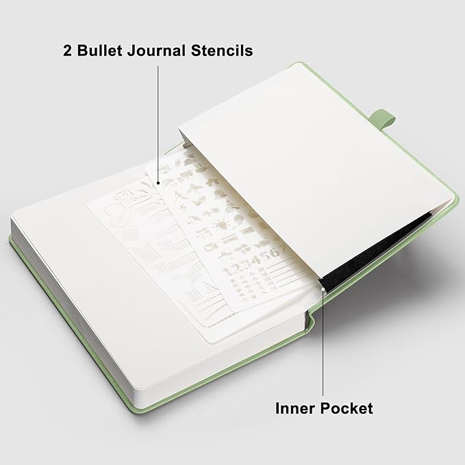 RETTACY Bullet Dotted Journal Notebook, 256 Pages, A5 Medium Size, Leather - Image 7