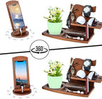 Gifts for Men, Fathers Day Wood Phone Docking Station for Dad, Desk or - Image 2