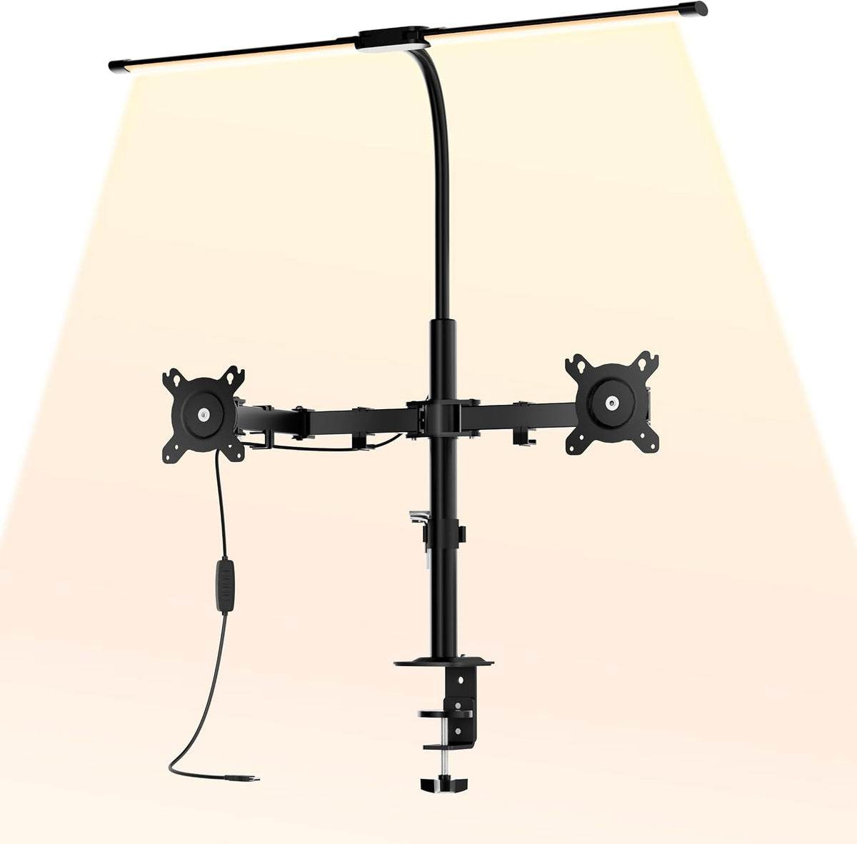 dual monitor stand with led desk lamp,dual monitor, main product view