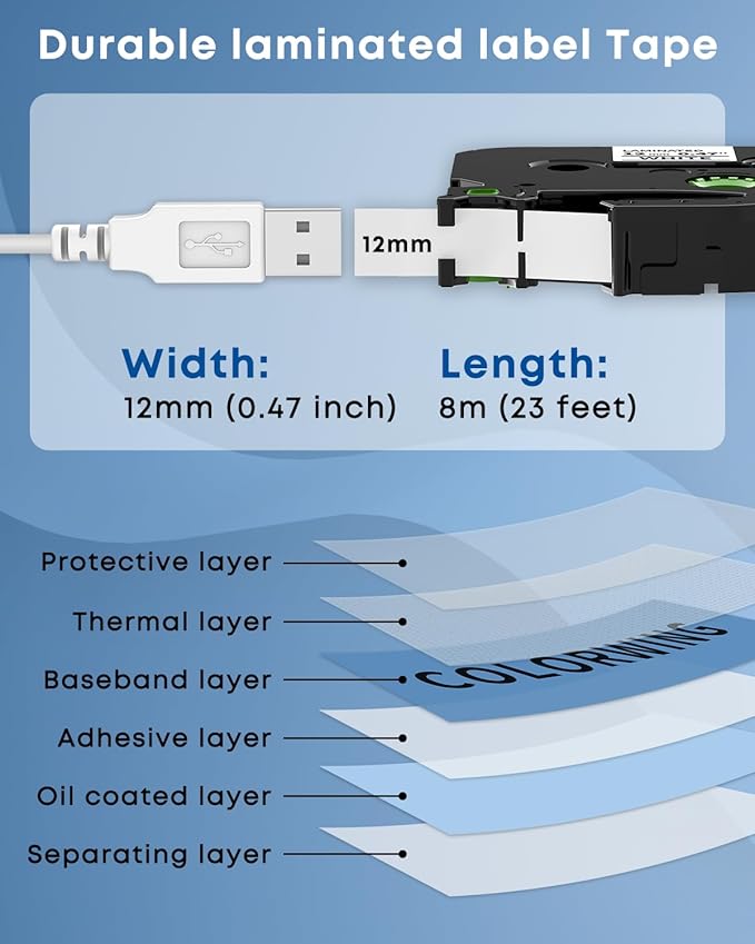 COLORWING TZe-231 Replace for Brother P-Touch Label Tape TZ Tape 12mm 0.47 - Image 3