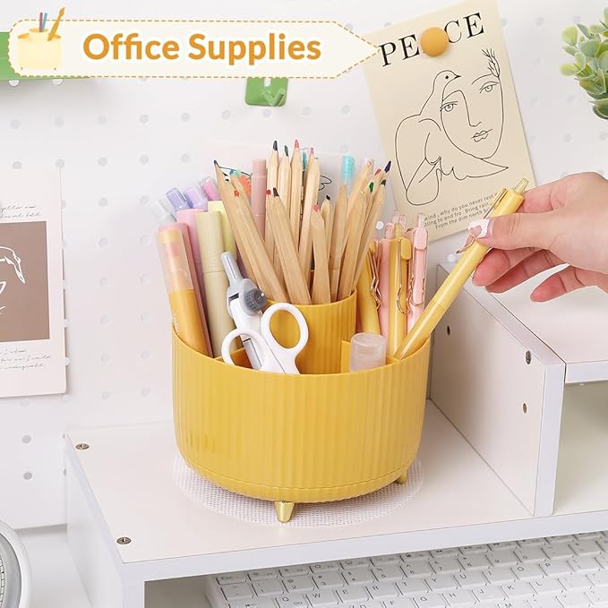 SKYDUE 360 Degree Rotating Desk Organizer, Dual-Purpose Pencil Pen Holder - Image 3