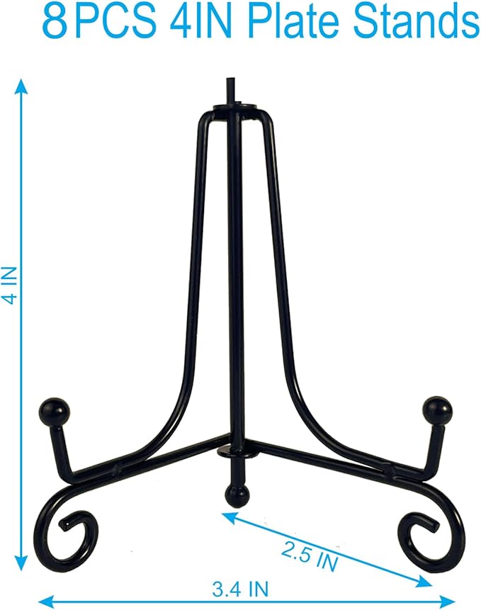 HENABLE 8PCS Premium Black Iron Plate Stands - Image 3