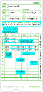uPunch 300 Time Cards for Green HN3000 AutoAlign Time Clocks - Image 3