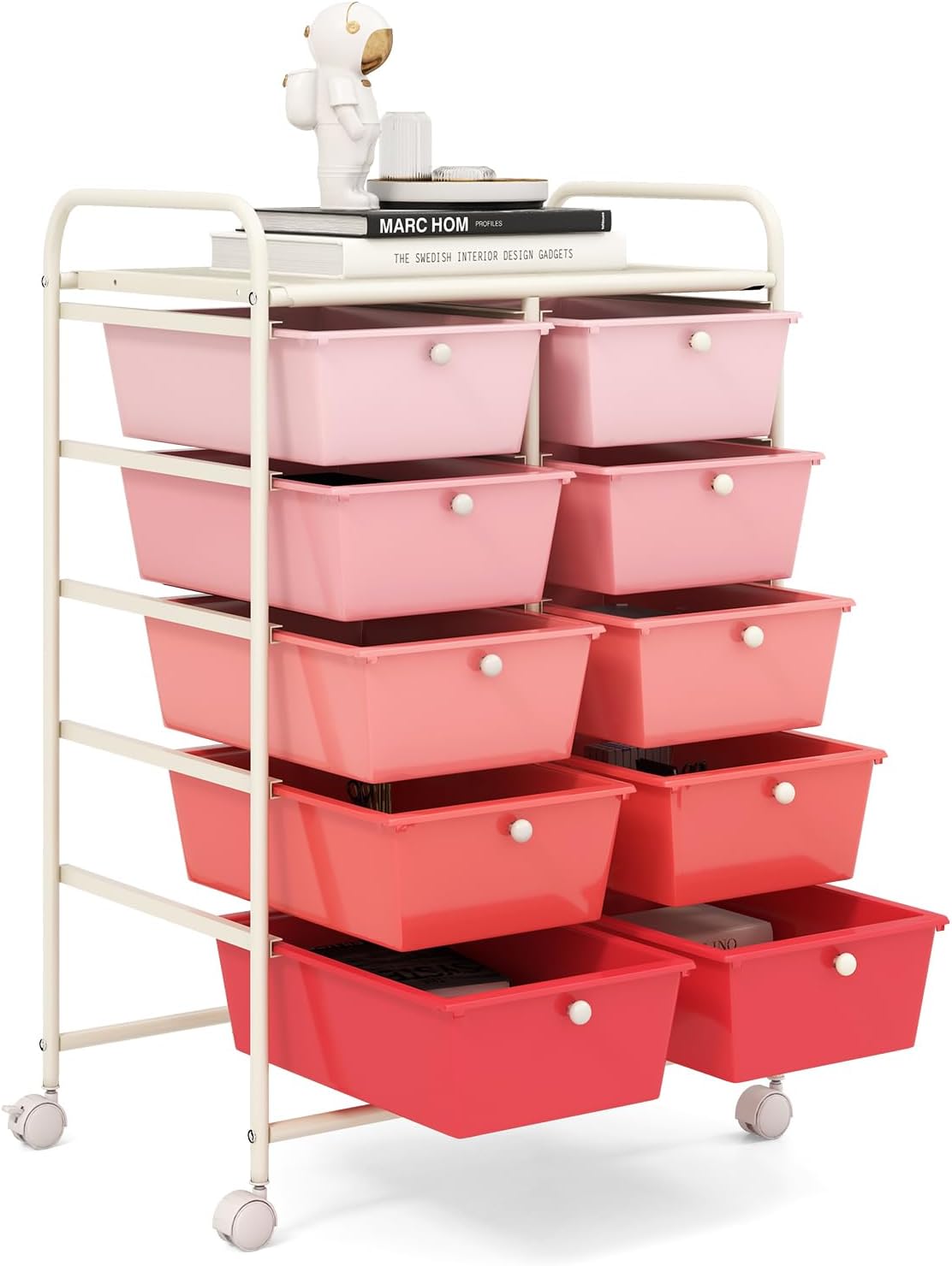 GOFLAME 10-Drawer Rolling Storage Cart, Art Craft Storage Organizer on Wheels