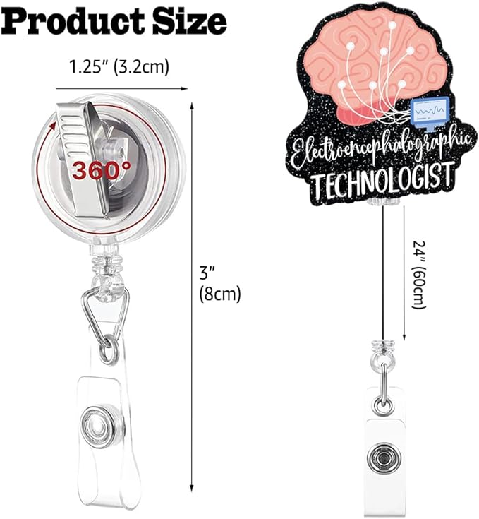 Sixrip Electroencephalographic Technician Retractable Glitter Badge Reel - Image 2