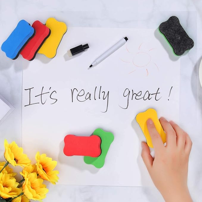 Outus 48 Pieces Magnetic Whiteboard Dry Eraser Office Erasers Bone Shaped Dry - Image 4