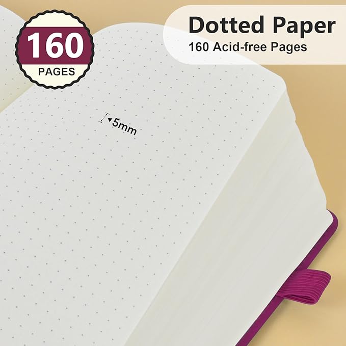 PERCUN Dotted Journal Notebook for Men & Women, 160 Pages Dot Grid notebook for - Image 4